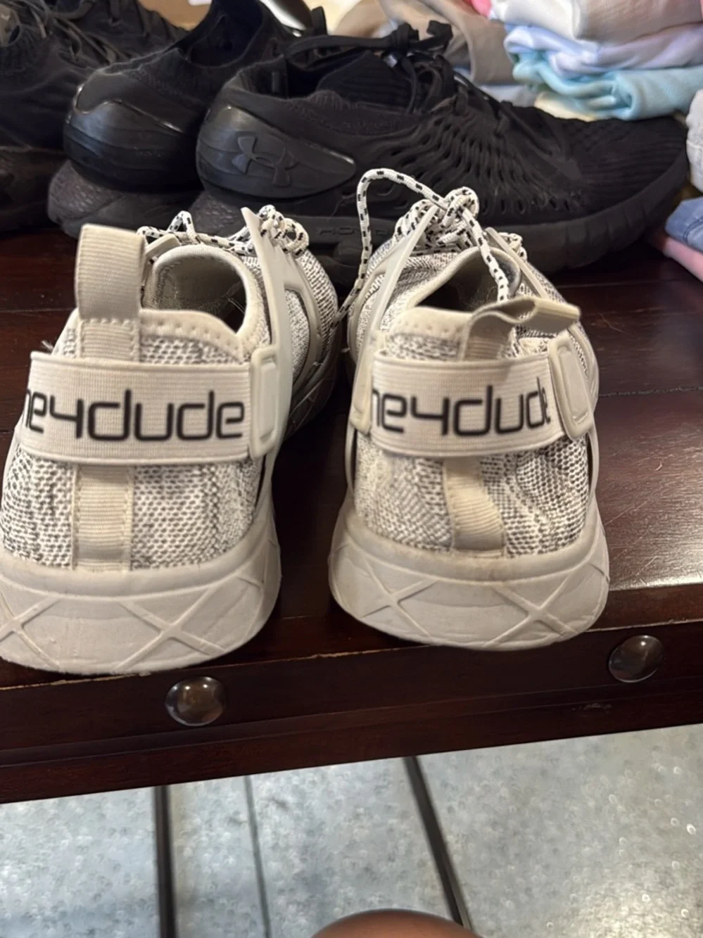 Hey Dude Men's Light Gray Knit Sneakers with White Accents